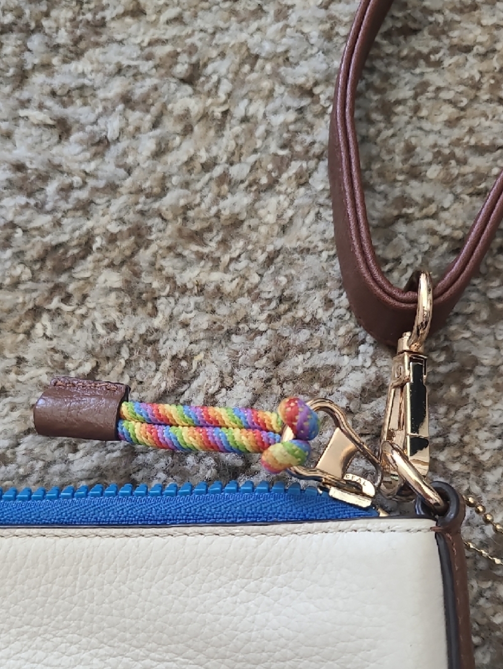 Coach White Leather Crossbody with Rainbow Logo and Brown Strap - Picture 4 of 10